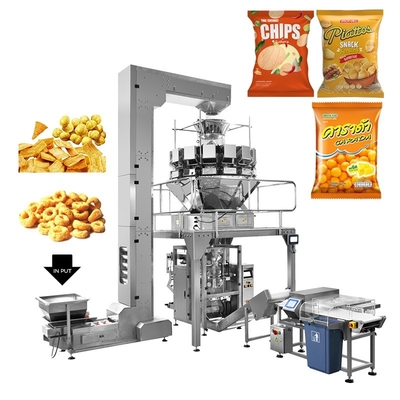 Snack food nuts popcorn vertical packing machine with bag forming machine and multihead weigher