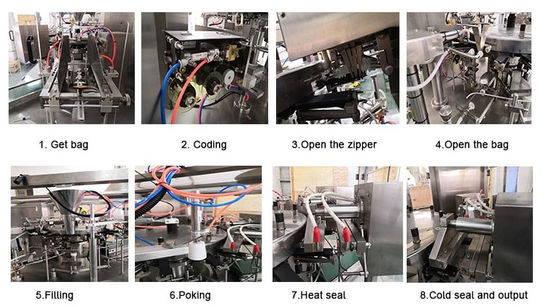 Flat Pouch Rotary Packing Machine PLC Control For Oatmeal Cookies Chocolate
