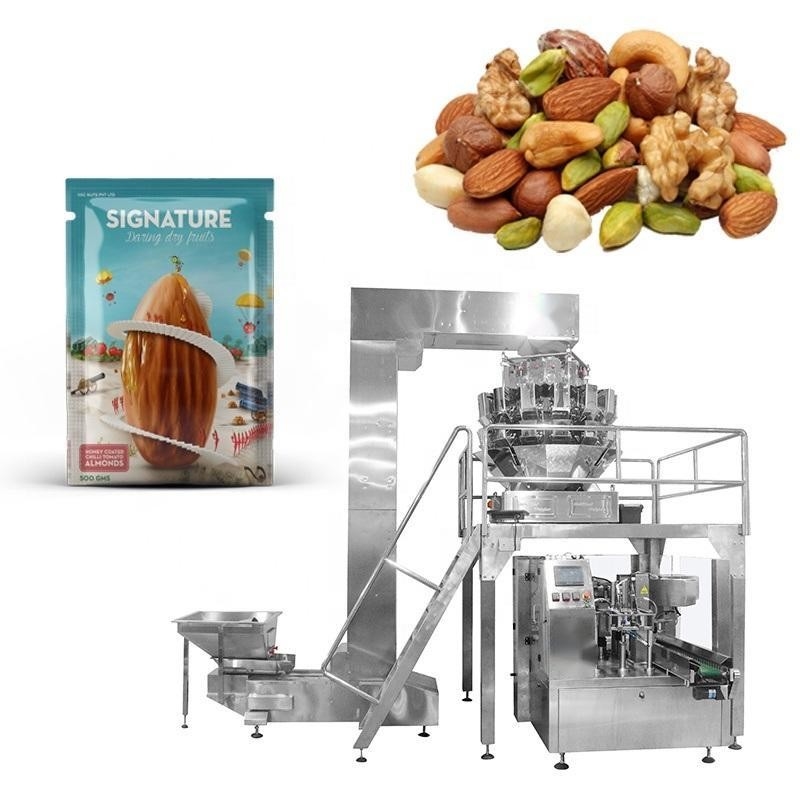 Premade Bag Nut Food Packaging Machine Multihead Weighing Automatic