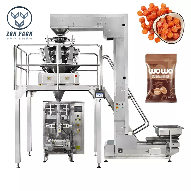 Automatic Film Pillow Bag Vertical Packing Machine Plum Candy Packing Machine with Multi-head Weigher