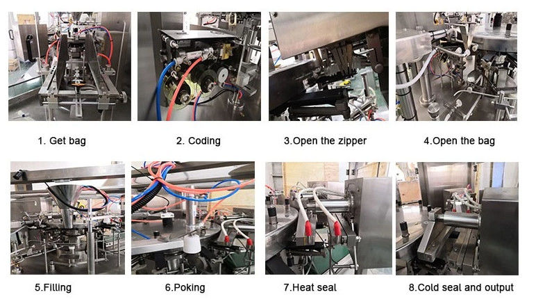 Flat Pouch Rotary Packing Machine PLC Control For Oatmeal Cookies Chocolate
