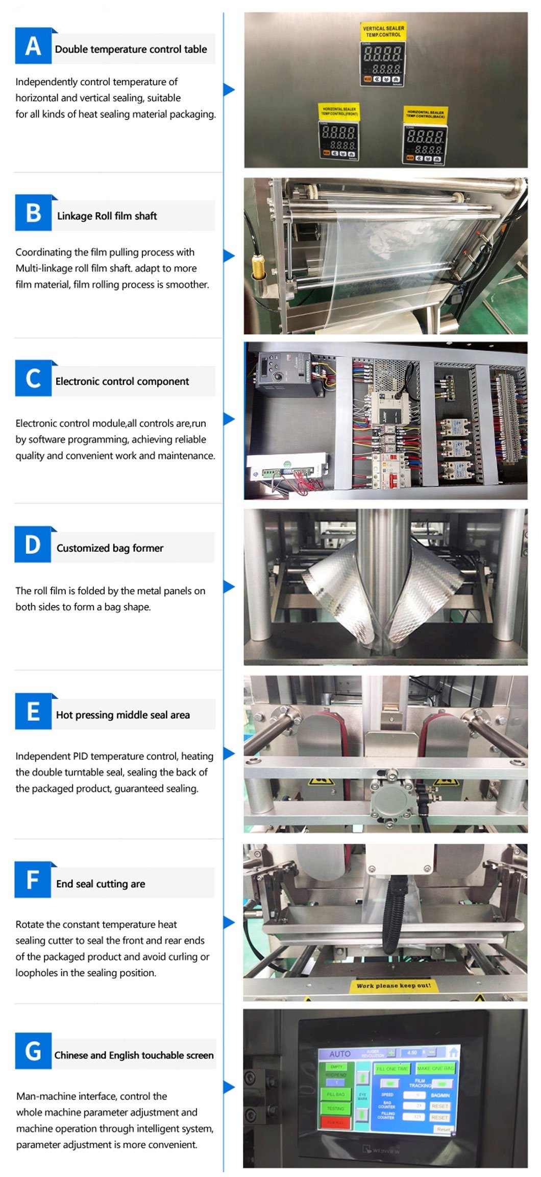 Vertical Pillow Packaging Machine 50g 100g Chips Popcorn Puffed Food Weighing