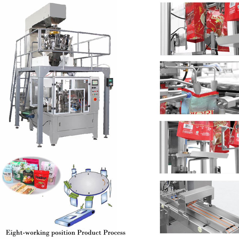 Fully Automatic Gummy Bears Candy Packing Machine Rotary Premade Bag Candy Doypack Packaging Machine