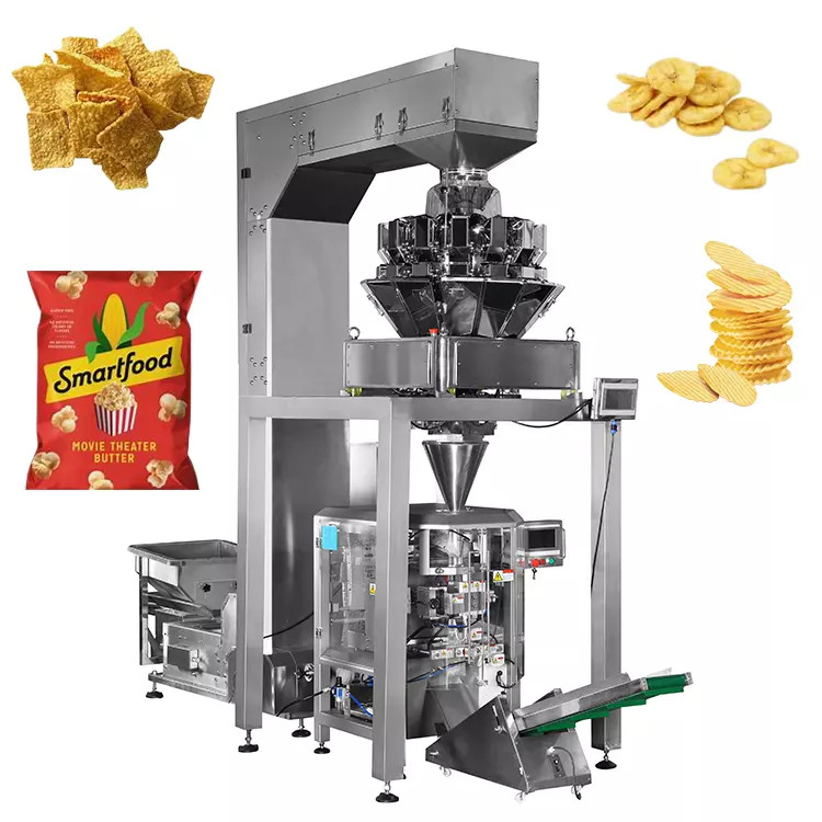 Automatic Film Pillow Bag Packing Machine Puffed Food Snack Packing Machine with Multi-Head Weigher