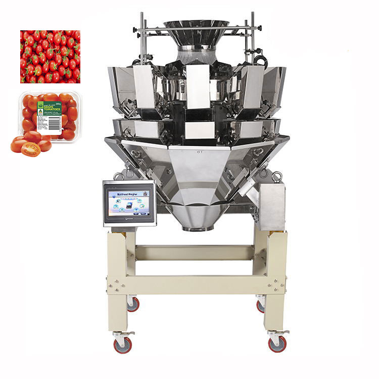 Automatic Waterproof 10 Heads Weigher Cherry Tomato Weighing Equipment For Plastic Tray Clamshells Box