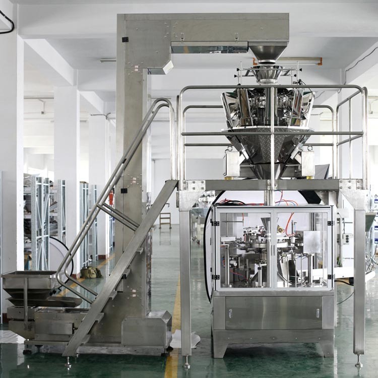 8 Stations Nitrogen Filling Multihead Weigher Packing Machine For Snacks