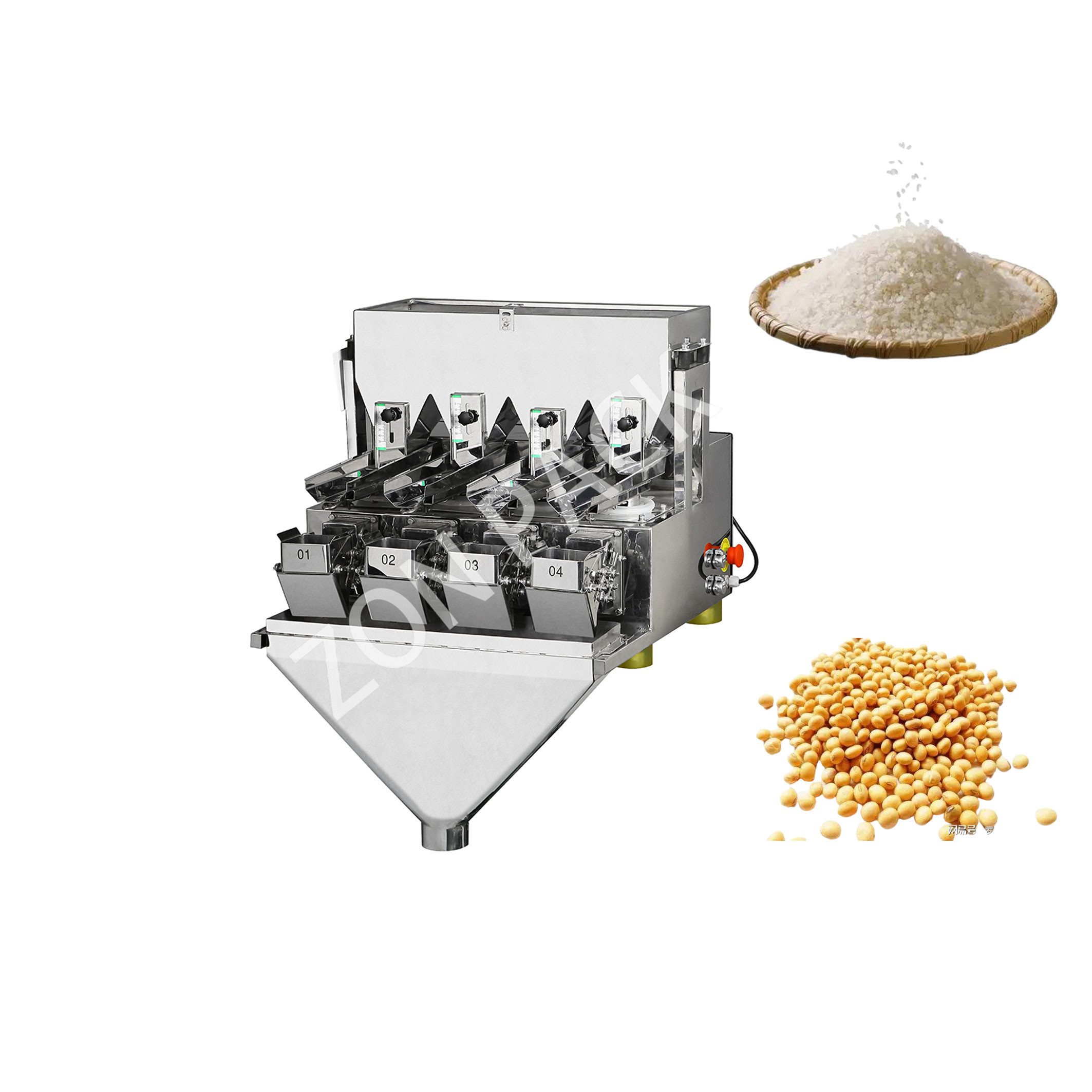 Automatic Candy 4 Head Linear Weigher For Weighing Machine